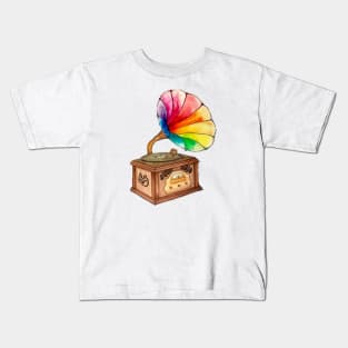 Rainbow Record Player Kids T-Shirt